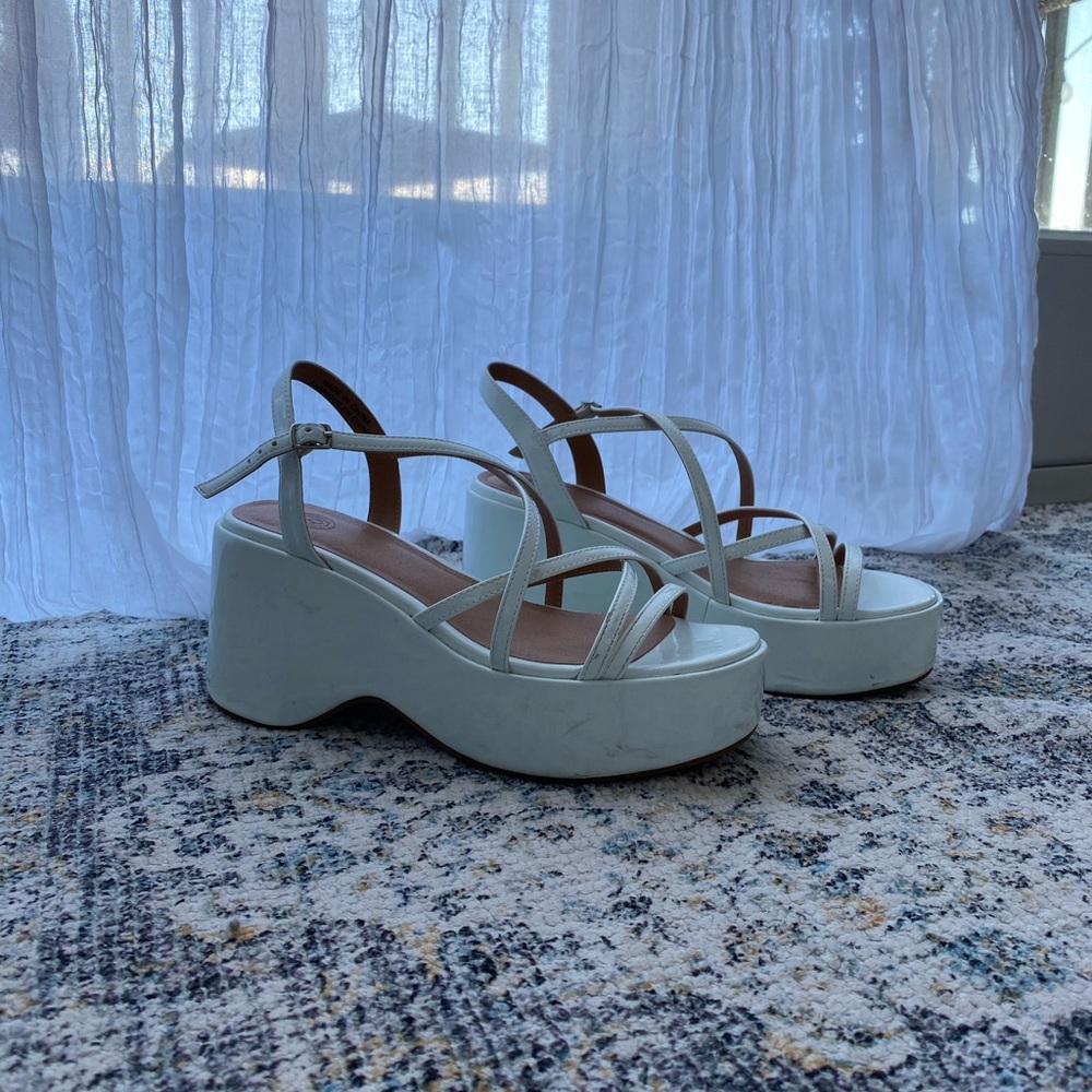 UO White Strappy Platform Sandals